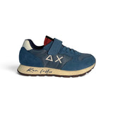 Sneakers ginniche SUN68 boy in suede e mesh avio con velcro e lacci alastici