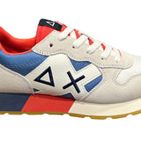 SNEAKERS GINNICA SUN68 TEEN BOY in suede e nylon bianco e avio con lacci