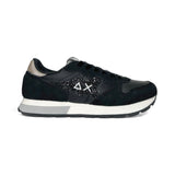 Sneakers ginniche SUN68 teen girl in suede e pelle nero/glitter con lacci