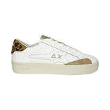 Sneakers SUN68 street girl in pelle bianca e suede maculato con lacci