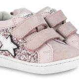 SNEAKERS PRIMI PASSI BALOCCHI in pelle, nubuk e glitter color rosa orchidea con velcri