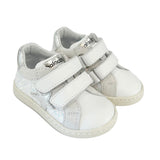 SNEAKERS PRIMI PASSI BALOCCHI in pelle e glitter bianchi con velcri