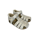Sandali Primi Passi semi chiusi FALCOTTO in suede bianco/oro con velcro