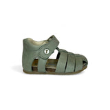 Sandali Primi Passi semi chiusi FALCOTTO in pelle salvia con velcro