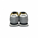 Sneakers ginniche SUN68 baby boy in suede e nylon grigio/dettagli gialli con velcri