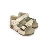 Sandali Primi Passi FALCOTTO in pelle burro e stampa fiori/fenicotteri con fibbia e strap