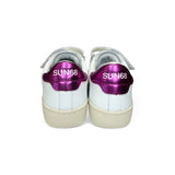 Sneaker SUN68 Street girl in pelle bianca e fuxia con velcro e lacci elastici