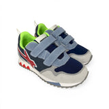 Sneakers ginniche W6YZ in suede grigio/azzurro e tessuto tecnico blu con velcri