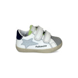 Sneakers primi passi FALCOTTO in pelle bianca e suede grigio con velcri