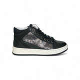Sneaker BALOCCHI in pelle nera e suede metallizzato,dettagli in velluto con lacci e zip interna