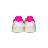 Sneakers DIANETTI in pelle bianca e fuxia fluoe con lacci e cerniera