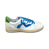 Sneakers 2B12 in pelle bianca, bluette e verde con lacci