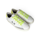 Sneaker SUN68 Street teen boy in pelle bianca e giallo fluo con lacci