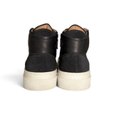 Sneaker DIANETTI  mod basket mid in pelle e suede nero con lacci e zip laterale