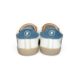 Sneakers primi passi FALCOTTO in pelle bianca/suede grigio con velcri