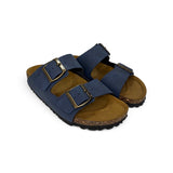Ciabatte BIOFASHION in eco nubuk blu navy con fibbie