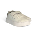 Sneakers SUN68 girl in eco pelle bianca e glitter con velcri o velcro e lacci alastici