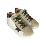Sneakers LESCOUCOU in pelle panna e suede beige con lacci e zip laterale