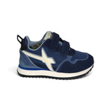 Sneakers ginniche W6YZ in suede e tessuto tecnico blu con velcri