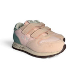 Sneakers ginniche SUN68 girl in suede rosa/verde e nylon rosa con velcri