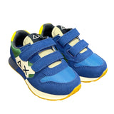 SNEAKERS GINNICA SUN68 BABY BOY in suede royal e nylon avio - verde prato con velcri