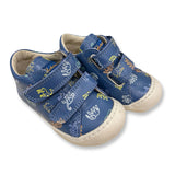 SNEAKERS PRIMI PASSI COCOON NATURINO in pelle blu cobalto con stampa animaletti con velcri