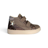 Sneaker mid BALOCCHI in nubuk, pelle metallizzata e glitter tortora con velcri