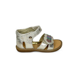 Sandali Primi Passi NATURINO in pelle laminata platino con strap