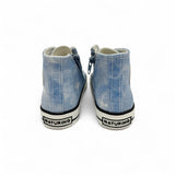 Sneakers NATURINO AYASY mid in tessuto azzurro nuvolato con lacci e zip laterale