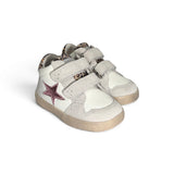 Sneakers primi passi FALCOTTO in pelle e suede bianco/maculato con velcri