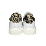 Sneakers PHILIPPE MODEL junior TEMPLE in pelle bianca e suede animalier