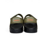 Sandali in PU verde militare e nero, fasce regolabili con strap