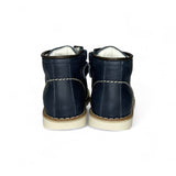 Scarponcini primi passi GIOIE ECOLOGICHE in pelle blu navy con lacci e zip interna