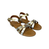 Sandali LESCOUCOU in pelle metallizzata oro e argento