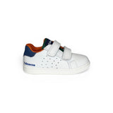 Sneakers primi passi FALCOTTO in pelle bianca/blu con velcri