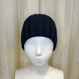 Cappello blu navy GIO HIGUAMY misto lana a coste