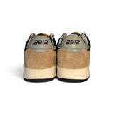 Sneakers 2B12 in suede beie/glitter bronzo con lacci