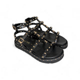 Sandali PATRIZIA PEPE GIRL in ecopelle nera con borchie oro