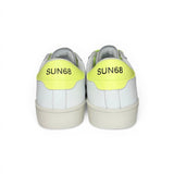 Sneaker SUN68 Street teen boy in pelle bianca e giallo fluo con lacci
