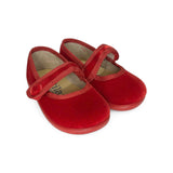 Bebè/Ballerina BATILAS in velluto rosso con velcro