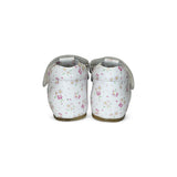 Sandali Primi Passi semi chiusi FALCOTTO in pelle bianca con stampa a fiori con velcro