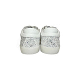Sneakers DIANETTI in pelle bianca e glitter con lacci e cerniera