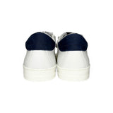 Sneakers DIANETTI  in pelle bianca/blu navy con lacci e zip laterale