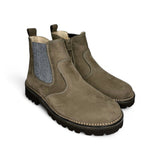 Stivaletti LESCOUCOU in nubuk tortora con elastico grigio e zip interna