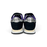 SNEAKER GINNICA SUN68 kid girl in suede e nylon neri con lacci elastici e velcro