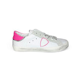 Sneakers PHILIPPE MODEL junior PARIS in pelle bianca e fuxia fluo