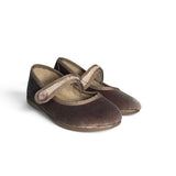 Bebè/Ballerina BATILAS in velluto tortora/beige con velcro