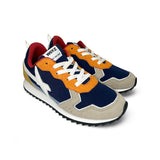 Sneakers ginniche W6YZ in suede e tessuto tecnico blu/beige/arancio con lacci