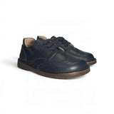 Polacchini stile inglese LESCOUCOU in pelle blu navy con laccio