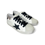 Sneakers DIANETTI in pelle bianca e suede grigio perla con lacci e cerniera
